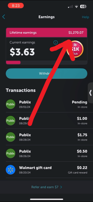 ibotta earnings proof
