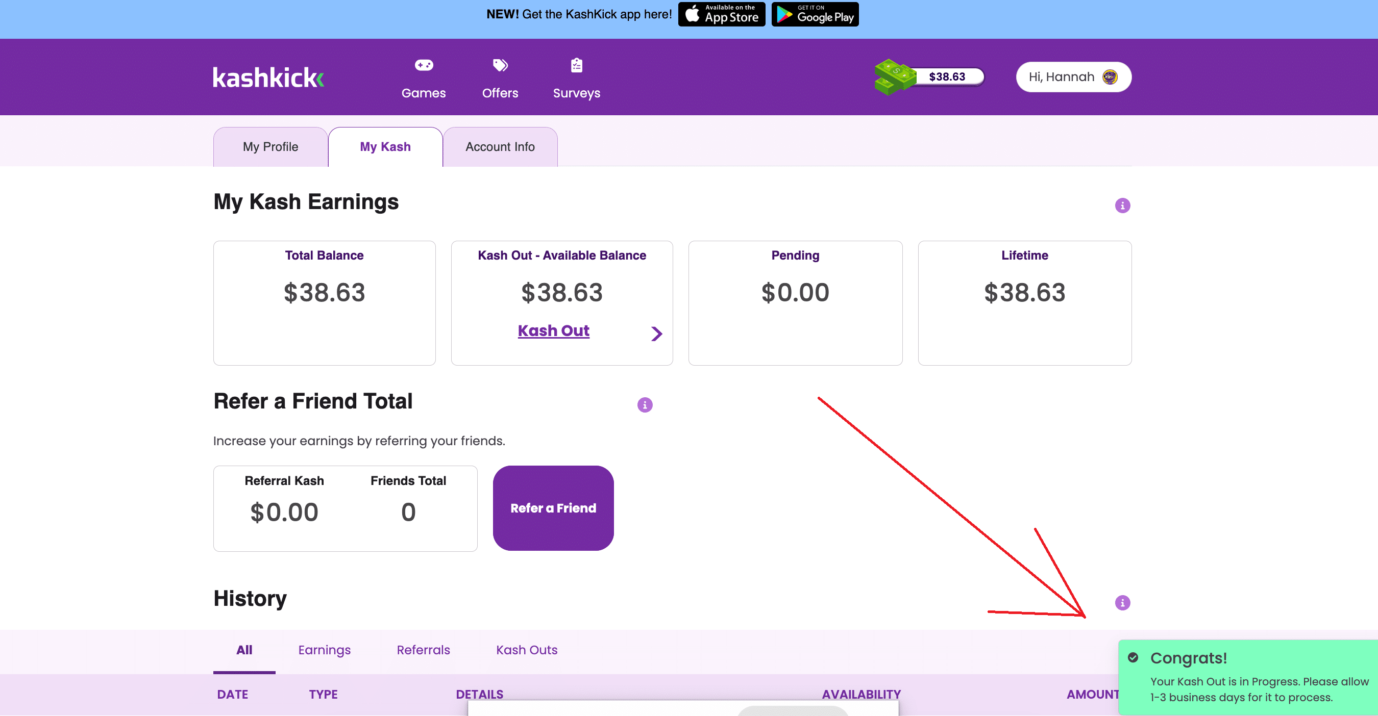withdraw money from kashkick