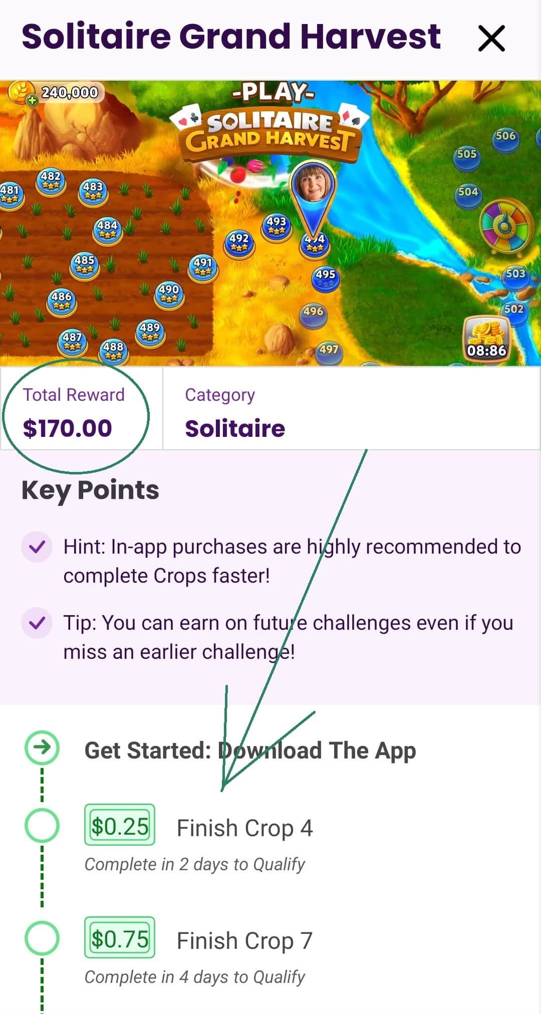 solitare grand harvest play game with kashkick