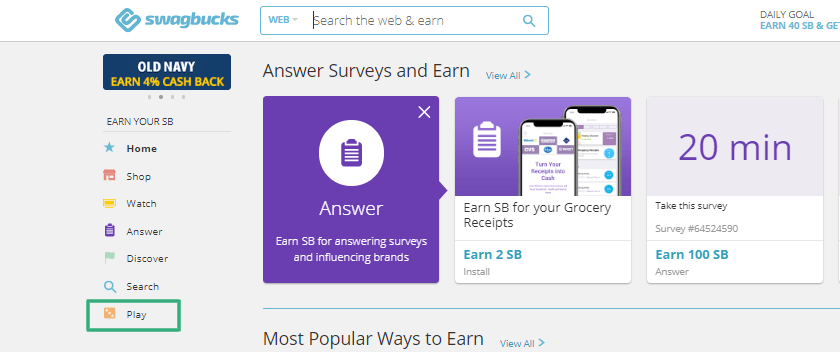 Swagbucks Games