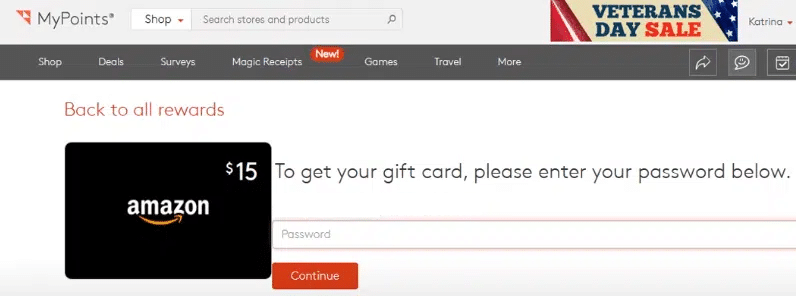 mypoints amazon free gift card